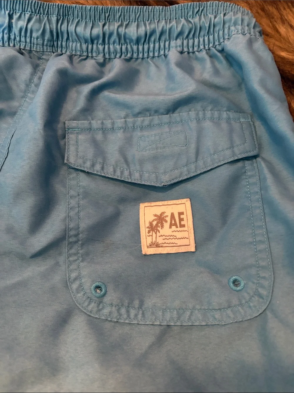 American Eagle Men's Ombre Sky Blue Swim Trunks with Drawstring Waist Size XS